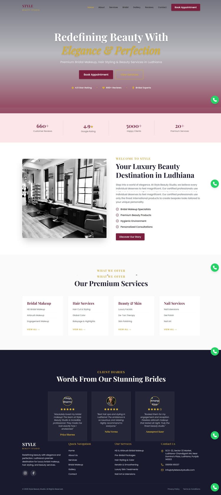 Style Beauty Studio website design project