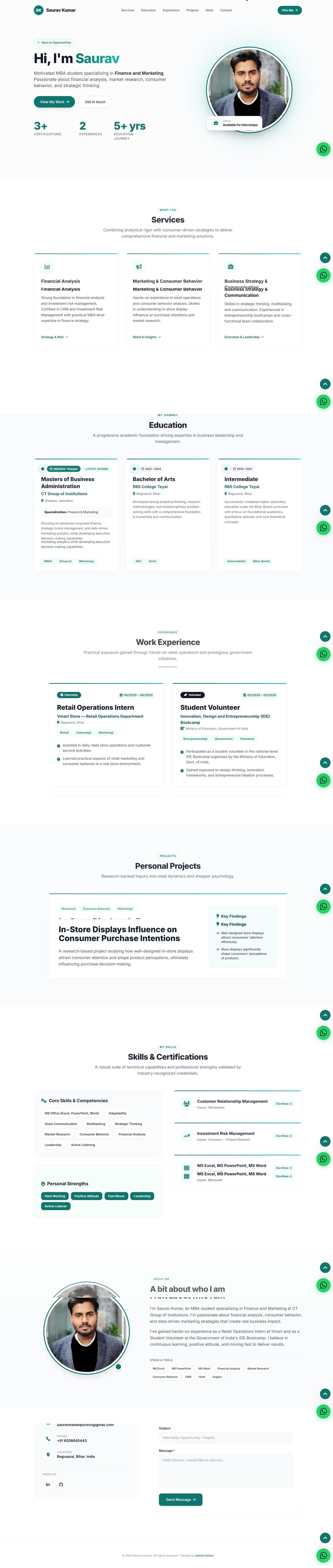 Saurav Kumar Finance & Marketing Portfolio
